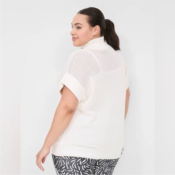 NWT Livi Lane Bryant Short Sleeve Half Zip Mesh Sweater White Size 18/20 - Picture 6 of 13